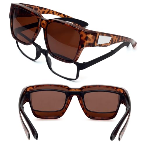 Face Shadow Polarized Sunglasses Fit Over Glasses for Men Lightweight Square Sun Glasses UV400 Protection Shades3