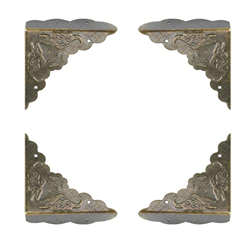 Image of Antrader Antique Decorative Box Corner Protector Edge Safety Furniture Corner Guard,1.6 inch x 1.6 inch Bronze Tone, Pack of 24