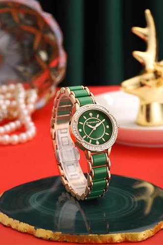 Image of Giordano Flower Case Watch for Women with Crystal-Studded Bezel, Diamond Hour Markers & Dual Tone Stainless Steel Strap