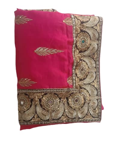 GenericRadhika Saree Zari Work Silk Saree with Blouse Piece Length-5.5 Mtr. Saree and 0.80 Mtr. Blouse Piece Color-Rani Color Black Border