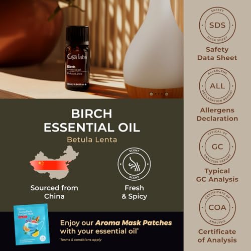 Image of 100% Pure Birch Essential Oil - 0.34 Fl Oz - Birch Oil for Hair, Skin, Diffuser, Aromatherapy & DIY Candle Making Scent