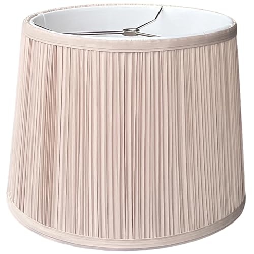 Small Drum Lampshade, 10.5 x 12 x 9 Inches, Beige Fabric, Spider-Style
