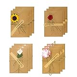 Material de papel Kraft duradero: Esta tarjeta de felicitación está hecha de papel Kraft de alta calidad de grosor moderado. Es resistente, no se rompe ni se deforma fácilmente, y las flores secas a juego se pueden almacenar durante mucho tiempo.