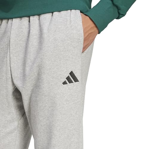 adidas Men's Essentials FEELCOZY French Terry Pant, Medium Grey Heather/Black, L - Image 4