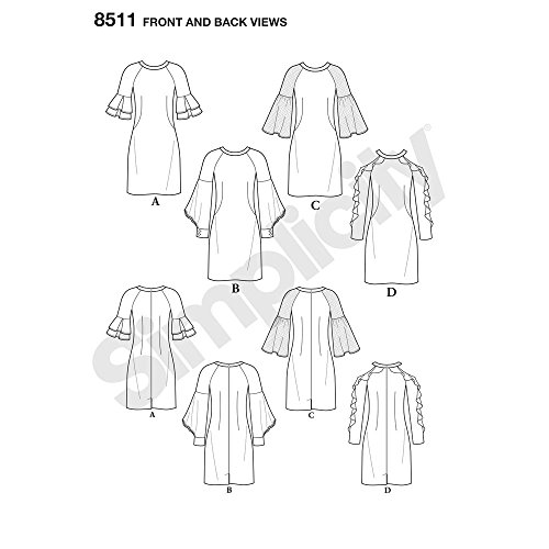 Patron robe Simplicity 8511 avec variations de manches ajustables H5 - 3