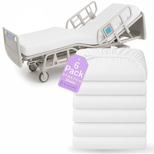 BLISSFORD 6 Pack Fitted Hospital Bed Sheets for Home Use, 36 x 84 x 12