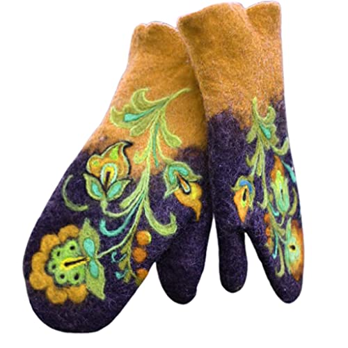 Women Floral Pattern Gloves Windproof Winter Cashmere Soft Mittens Thicken Mitten For Mother Cold Weather Supplies