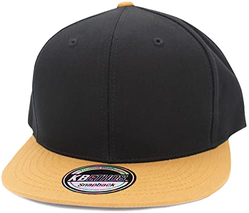 Image of KBETHOS Classic Snapback Hat Blank Cap Underbrim Cotton Wool Blend Flat Visor Adjustable Unisex