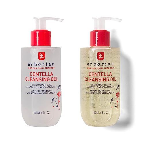 Erborian - Centella Cleansing Gel + Oil - Gel Nettoyant Doux pour Visage + Huile Démaquillante Pour Visage à la Centella Asiatica - Tous Types de Peaux - Soin Cosmétique Coréen - 180ml