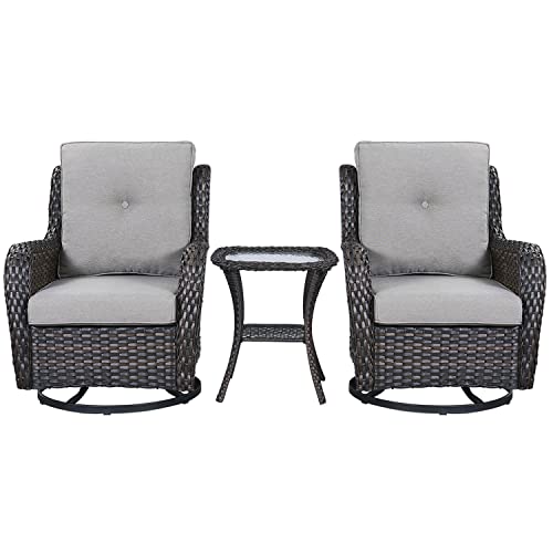 Rilyson Wicker Rocking Chair Swivel Chairs - 3 Piece Rocker