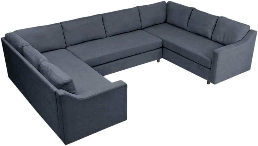 3 Pieces Upholstered U-Shaped Large Sectional Sofa with Thick Seat and Back Cushions(E)