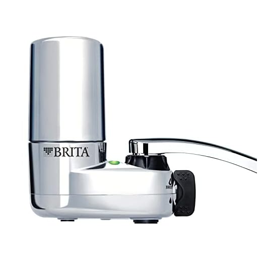 Brita Water Filter for Sink, Faucet Mount Water Filtration System for Tap Water, Reduces 99% of Lead, Chrome