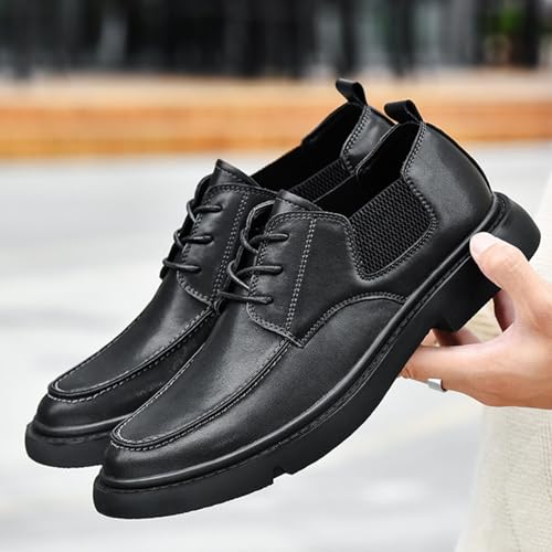 Men's Genuine Leather Dress Oxfords Shoes Retro Classic Round Toe Lace Up Low Top Anti Slip Derby Shoes Casual Business Wedding Tuxedo Formal Shoes3