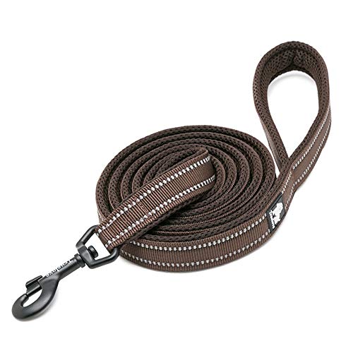 Laisse pour chien en nylon réfléchissant 200 cm marron S contre les chocs