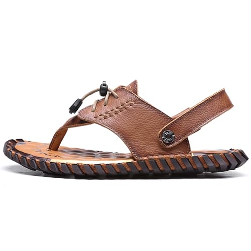 Mens Leather Sandals Flip Flops Sandals Hand Sewn Mens Barefoot Sandals Daily Outdoor Casual Sandals Soft Breathable Non-Slip Wearable Durable2