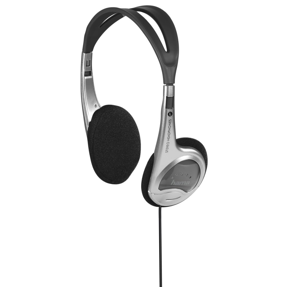 Hama Leichtkopfhörer HK-229 (On-Ear Super Bass, 70g leicht, Stereo, Kabellänge 150 cm, vergoldeter 3,5 mm Klinkenstecker, Kabelführung einseitig) Silber