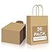 Produktbild Gucass 50 Stück Klein Papiertüten mit Henkel, Braun Kraft Papiertaschen Geschenktüten, 15x8x21cm Papiertragetasche, Geschenktaschen zum Verpacken Einkaufen Geburtstag Partys Hochzeit Weihnachten