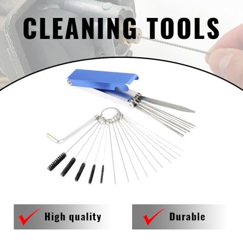 Image of Carburetor Cleaning Kit, Carburetor Tool Kit, Stainless Steel 13 Cleaning Wires Set + 5 Nylon Brushes + 10 Cleaning Needles +1 Throttle Wrench, Torch Tip Cleaner for Motorcycle ATV Welder Carb