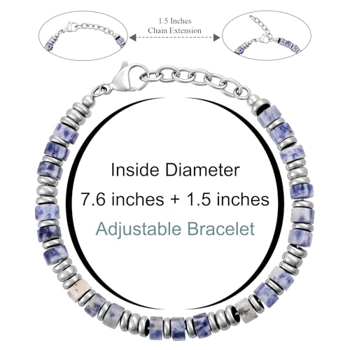 Mens Bracelet, Boho Stainless Steel Bracelets for Men, Beaded Bracelets, Jewelry Gifts for Husband, Father, Friends3