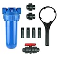 Aquasana EQ-075 Rhino Whole House System 3/4" Fittings and 10" Pre Water Filter Install kit, Blue
