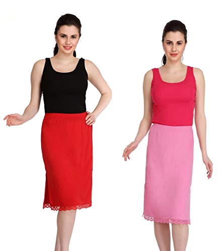 Image of Splash Cotton Rich Regular Skirt Slip for Women - Knee Length