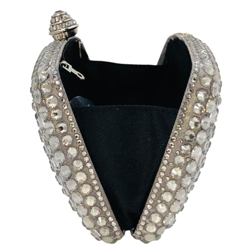 Image of Boutique De FGG Mini Crystal Clutch Purse for Women Formal, Spikes Rhinestone Clutch Evening Bag, Wedding Party Handbag