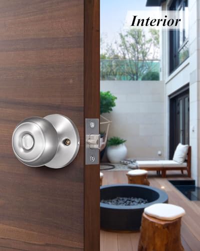 Lanwandeng 609-SN-2EA 2 Pack Entry Door Knob With Lock And Keys All Alike, Exterior/Interior Door Handles For Bedroom Or Bathroom,Satin Stainless Steel Door Knobs thumb #5