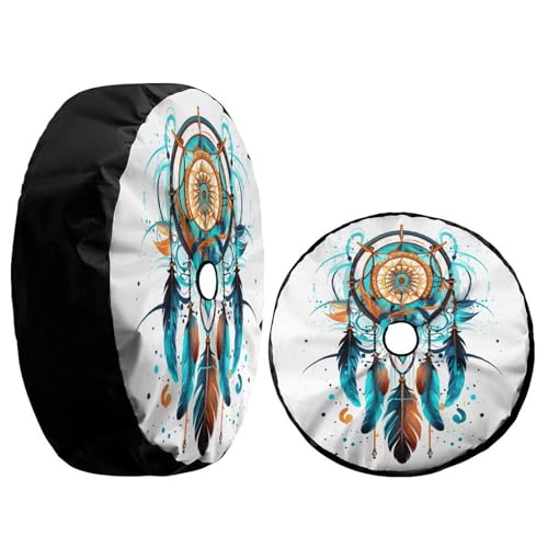 Image of Foruidea Abstract Dream Catcher Symbol Spare Tire Cover with Backup Camera Hole Wheel Tire Cover Fit Trailer, RV, SUV and Many Vehicle 13inch