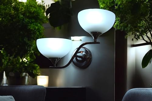Image of Prop It Up Modern Wall Sconce Light Fixture, 2-Light Chrome with White Glass Shades, Contemporary Design, Without Bulb