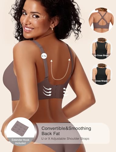 Image of Womens Wireless Jelly Bras No Underwire Support Push Up Removable Straps (U /Cross /Halter) Everyday Sports Bra
