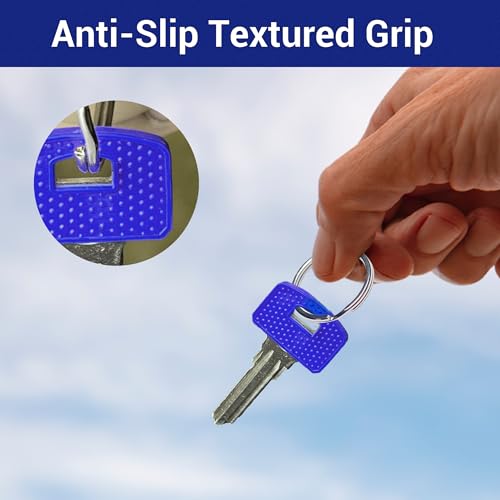 10Pcs Square Key Cover Cap - Large Key Covers Caps (25 to 30 mm) Coloured Square Key Caps - Yale Key Covers, Ideal as Key Identifiers, Markers, Toppers, Tags to Organise Your Keys (Rectangular X 10)