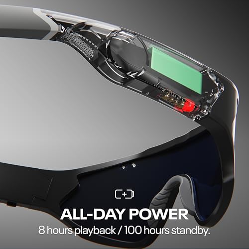 Image of Reebok Voltage Smart Audio Sunglasses, Blue Mirror Polarized Lens, Unisex, HiFi Bluetooth Sport Glasses with UV Protection - Powered by Lucyd