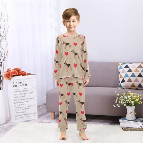 Pajama Set Long Sleeve for Boys & Girls,Dog German Shepherd Kid's Soft Sleepwear Crewneck Loungewear 2 Piece PJ Underwear Set 5T4