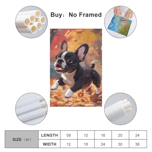 Cuadro bulldog francese en lienzo decorativo de 50x75cm para salas de estar modernas 2