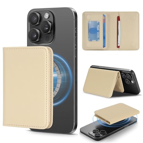 Cavor Compatible with MagSafe Wallet, Magnetic Phone Wallet, Beige
