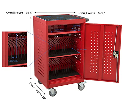 Image of Learniture LNT-NOR1008RD-SO Structure Series 30-Device Tablet Charging Cart w / Electric (Assembled), Red