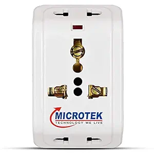 Microtek 3-Pin Universal Multi Plug Adaptor (6A, 240V~), White & Black