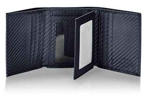 Stealth Mode Trifold Wallet for Men RFID Blocking – Genuine Napa Leather Extra Capacity Mens Wallet, 11 Card Slots, 3 ID Windows, Flip Out ID Holder, Large Tri Fold Leather Wallet for Men - Gift Ready