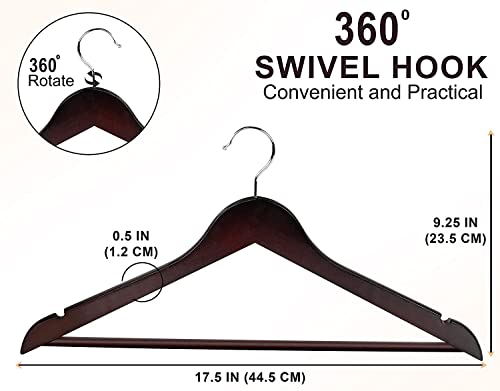 Utopia Home Premium Wooden Hangers 30 Pack - Durable & Slim Coat Hanger - Suit Hanger with 360-Degree Rotatable Hook - Wood Hangers with Shoulder Grooves (Brown Color)