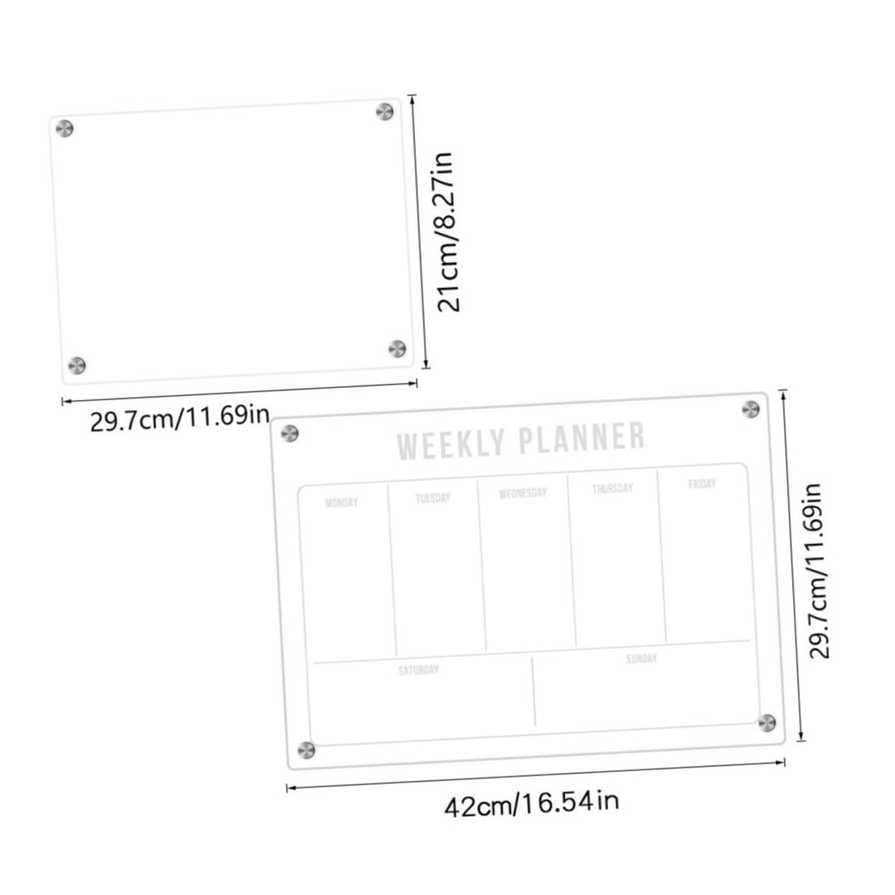 TEHAUX Magnetischer Wochenplaner für Kühlschrank Abwischbares Whiteboard aus Acryl Kalender-whiteboard mit Transparenter Oberfläche für Effiziente Organisation