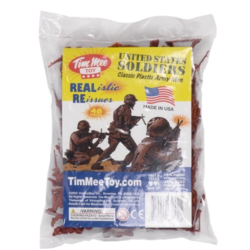 TimMee Plastic Army Men - Rust Brown 48pc Toy Soldier Figures - Made in USA