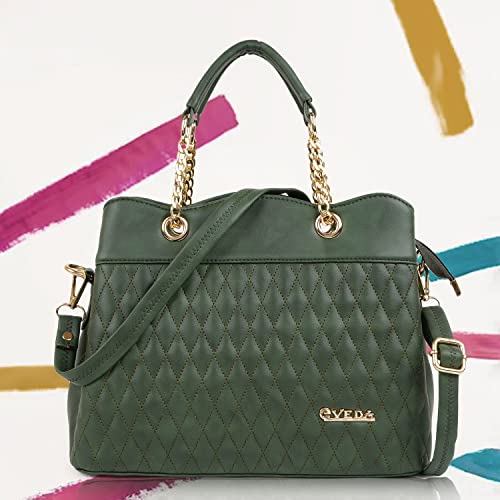 Image of EVEDA Synthetic Vegan Leather Classic Chain Strap Top Handle Handheld Shoulder Crossbody Water Resistant Handbag For Women