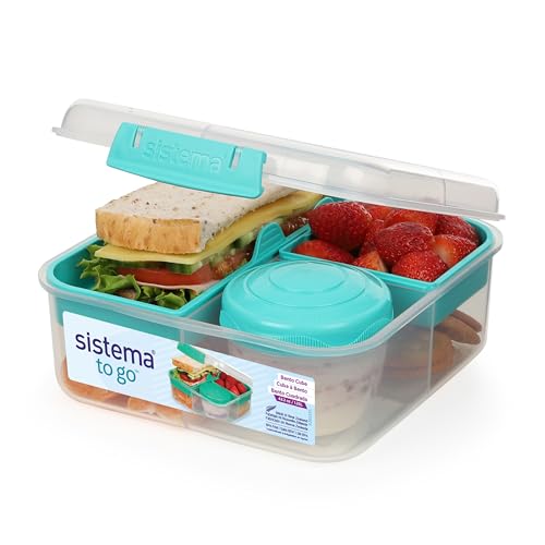 Sistema To Go fiambrera bento | Fiambrera con tarrina para yogur o fruta | 1,25 l | Verde Azulado