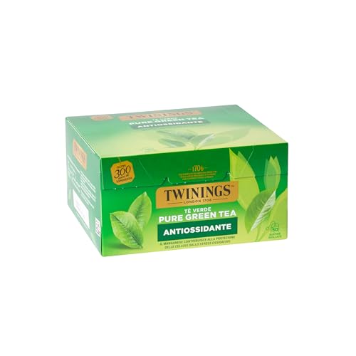 Twinings, Tè Verde Pure Green Tea, Pregiato Tè Verde Orientale, Gusto Delicato e Rinfrescante, Infusi e Tisane, Formato Convenienza, 1 Confezione XL da 50 Filtri