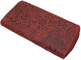 myledershop Duży portfel damski z pełnej skóry bydlęcej/portmonetka/portmonetka dookoła z wytłoczeniem liany lub bez wytłoczenia, ochrona RFID i NFC wraz z zestawem do szycia, czerwony (Kirschrot),