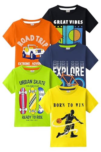 Image of Kuchipoo Boys Half Sleeves Regular Fit Cotton T-Shirt