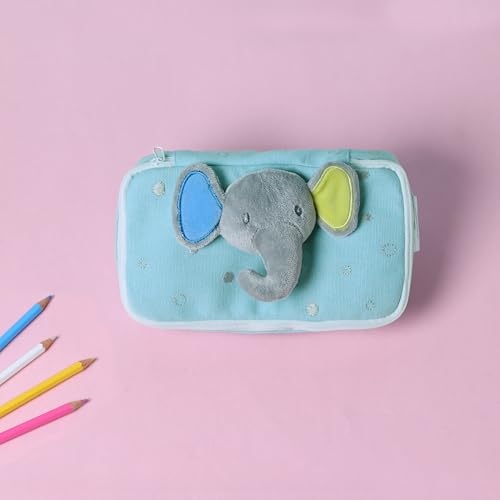 Image of abracadabra Multi-Utility Pouch, Pencil Case Organizer, School Accessories Pouch, Stationary Storage, Large Stationary Pouch, Pencil Box for Student - Elephant