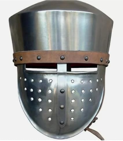 Medieval Knight Helmet Handcrafted Steel Barbute Crusader Helmet with Full Face Guard Viking Norman Style Armour for LARP, Cosplay, Reenactment & Display