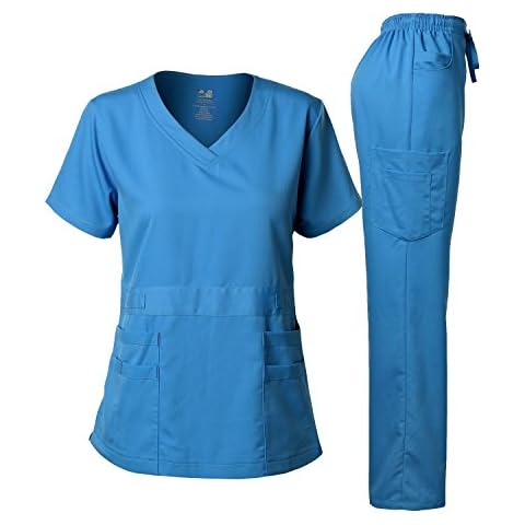 Dagacci Medical Uniform Women's Scrubs Set Stretch Ultra Soft Top and Pants (XXL, Turquoise) Cover