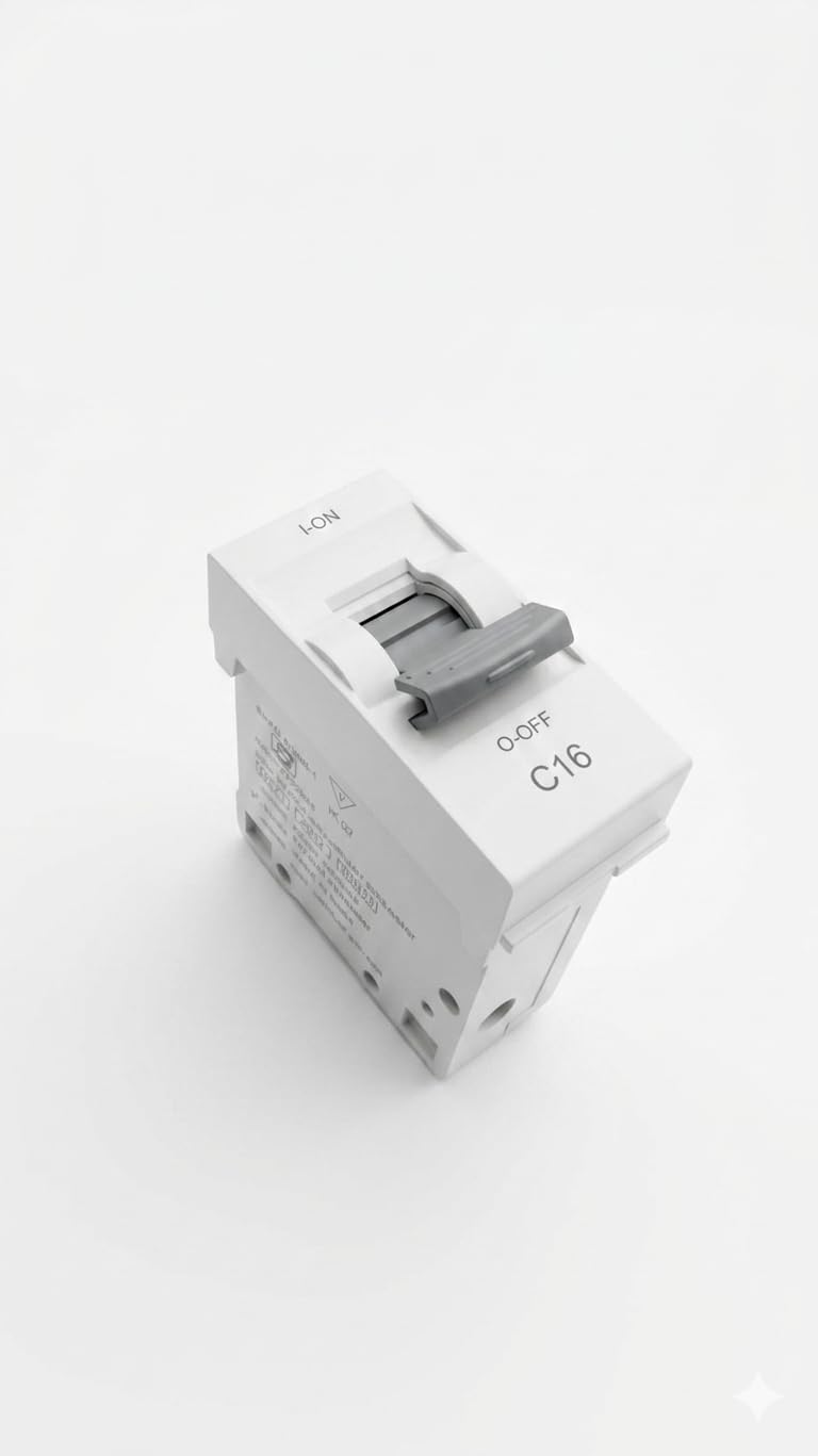 Single Pole C16 Miniature Circuit Breaker, DIN Rail Mount, White, 16A, I-ON/O-OFF Toggle Switch-image-18
